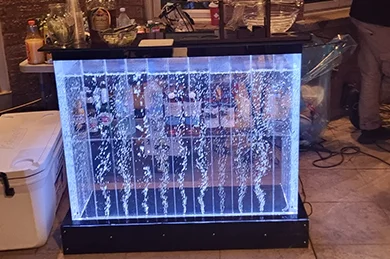 Bar With Water Fountain And Lights